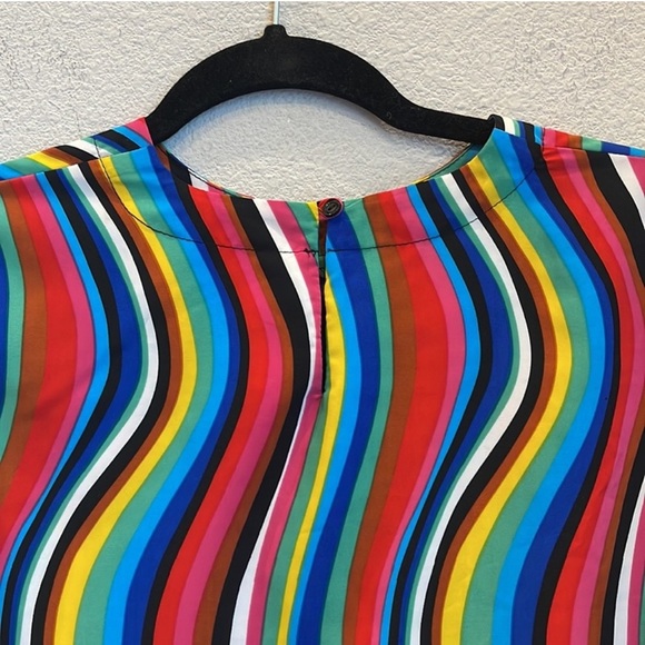 Vintage 80’s NWT Deadsock Renaissance Wavy Rainbow Stripe Top Size Small - Picture 7 of 8